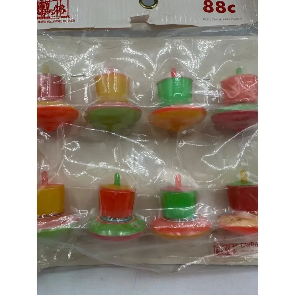 Vtg Carrousel 70s Party Favors Tops Top Toys Colorful Sealed Rare